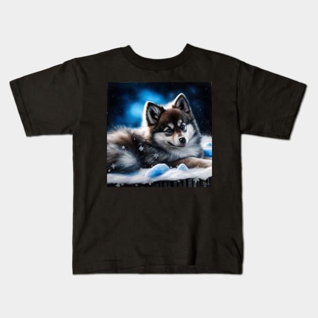 Cute Pomsky Kids T-Shirt by Enchanted Reverie